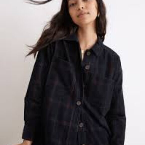 Madewell Corduroy Kentwood Oversized Plaid Shirt Jacket - Picture 3 of 3